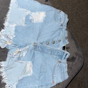 Light wash denim shorts